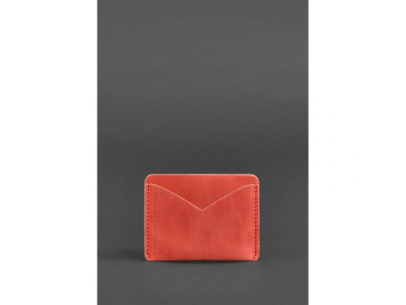 Женская кожаная визитница 5.0 коралловая, фото 3