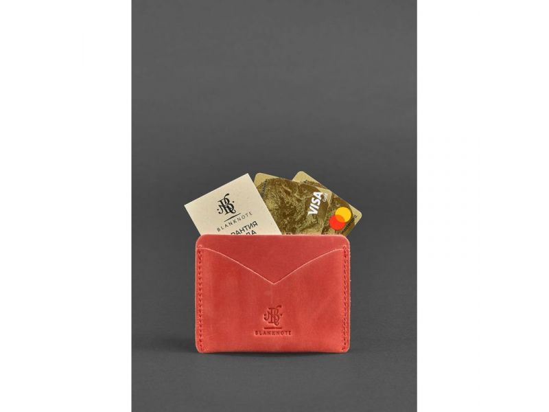 Женская кожаная визитница 5.0 коралловая, фото 2