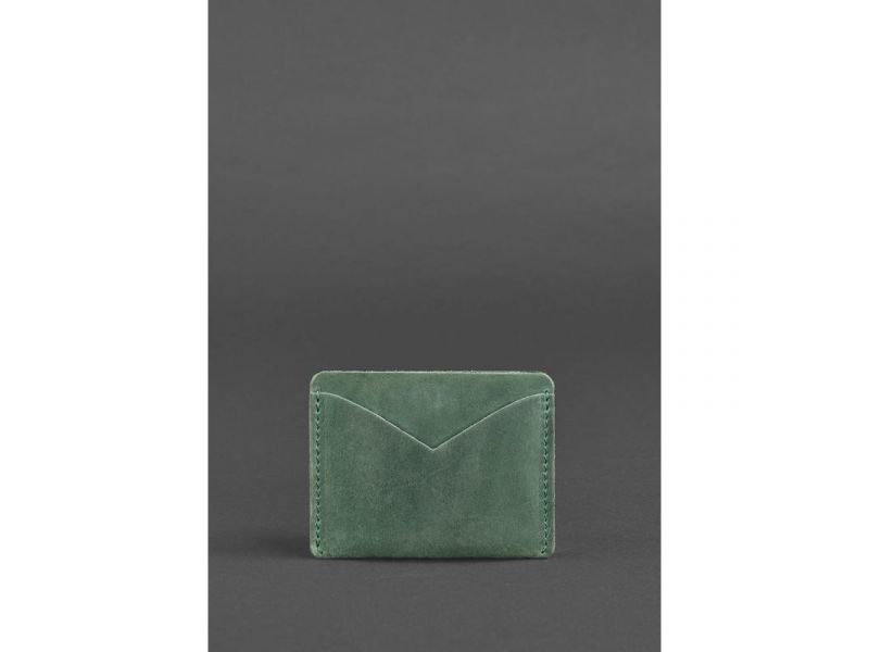 Кожаная визитница 5.0 зеленая Crazy Horse, фото 2