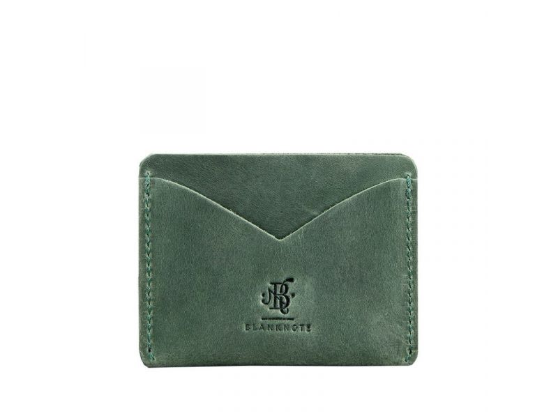 Кожаная визитница 5.0 зеленая Crazy Horse, фото 6