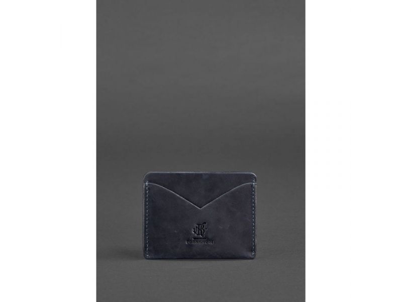 Кожаная визитница 5.0 синяя Crazy Horse, фото 1