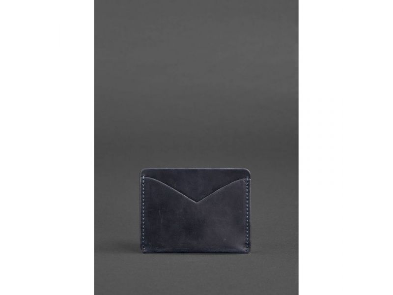 Кожаная визитница 5.0 синяя Crazy Horse, фото 3