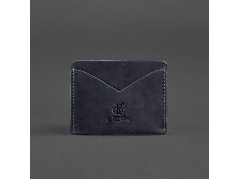 Кожаная визитница 5.0 синяя Crazy Horse, фото 6