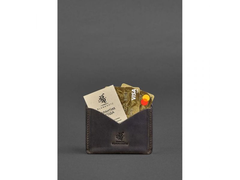 Кожаная визитница 5.0 темно-коричневый Crazy Horse, фото 2