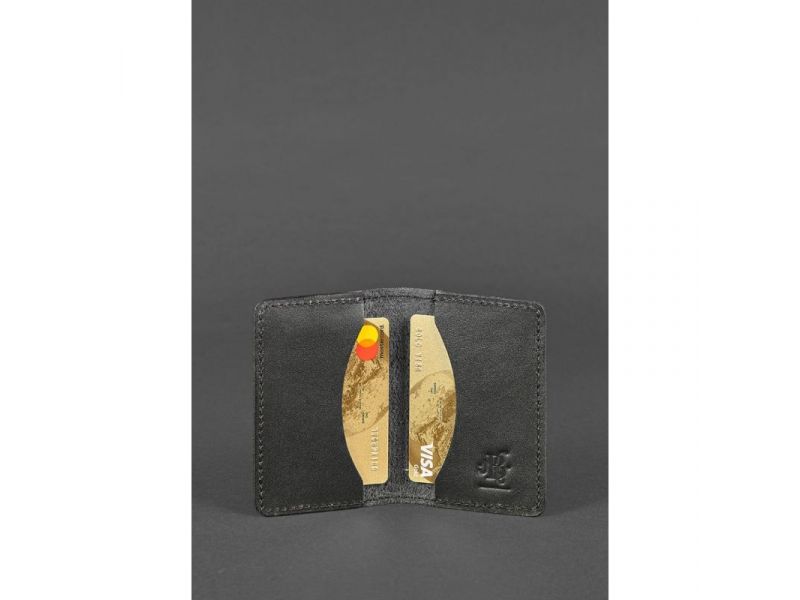 Кожаный кард-кейс (визитница) 6.0 черный, фото 2