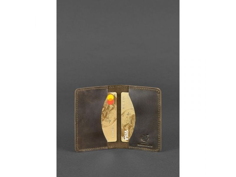 Кожаный кард-кейс (визитница) 6.0 темно-коричневый Crazy Horse, фото 2