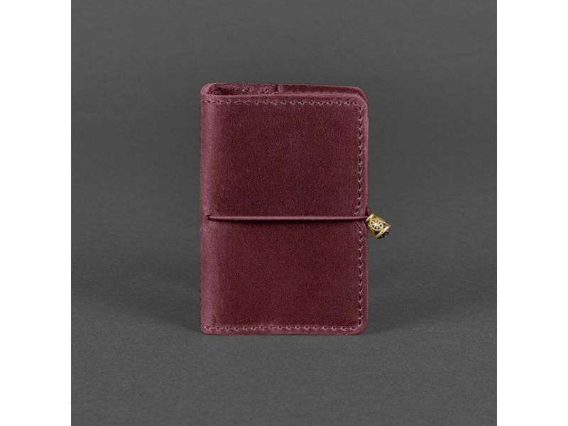 Женский кожаный кард-кейс 7.0 бордовый Crazy Horse, фото 4
