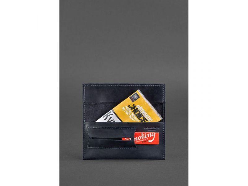 Кожаный кисет для табака 1.0 синий, фото 2