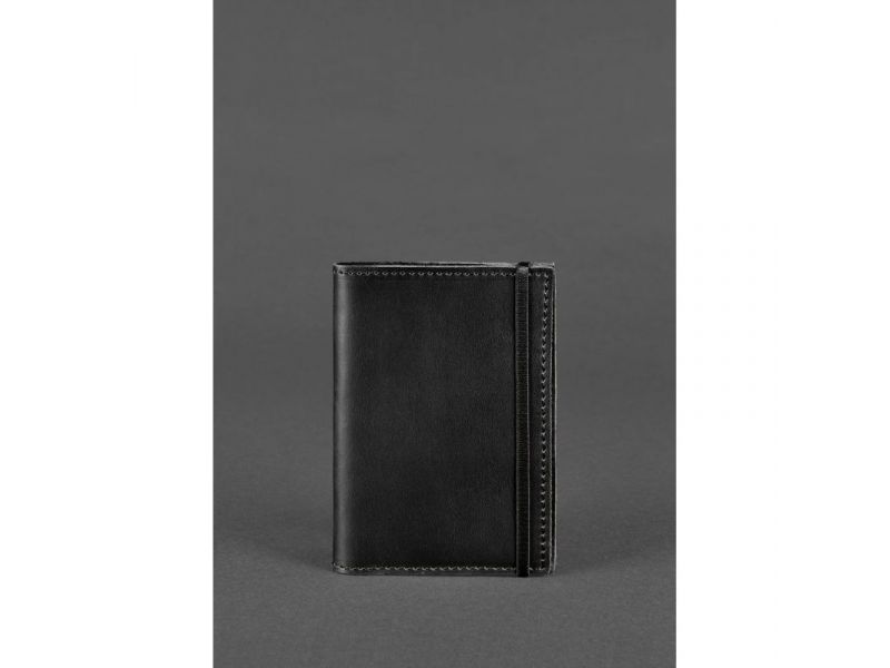 Кожаная обложка для паспорта 1.0 черная Crazy Horse, фото 1