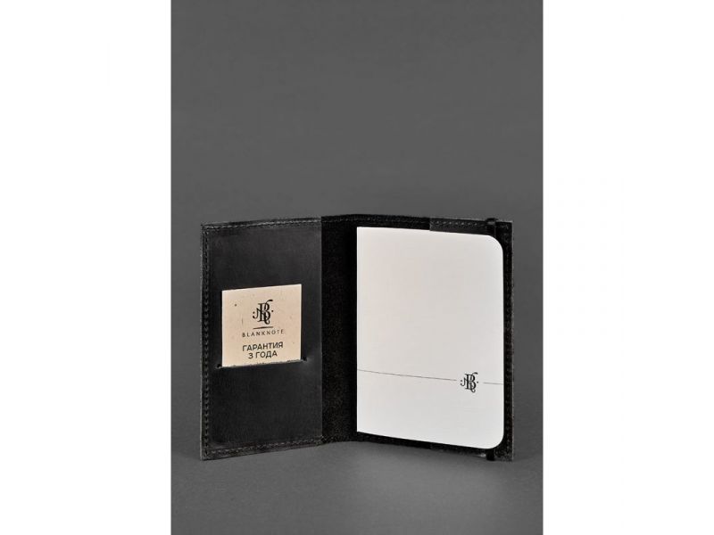 Кожаная обложка для паспорта 1.0 черная Crazy Horse, фото 2