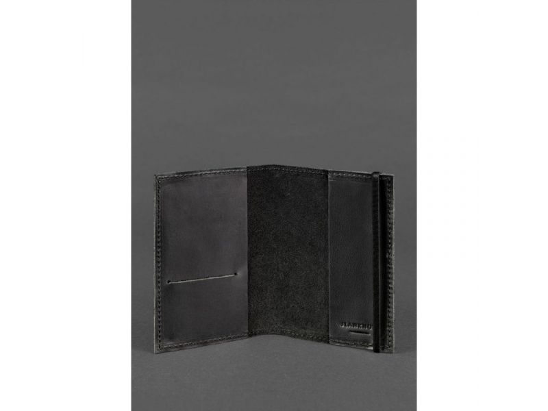 Кожаная обложка для паспорта 1.0 черная Crazy Horse, фото 3