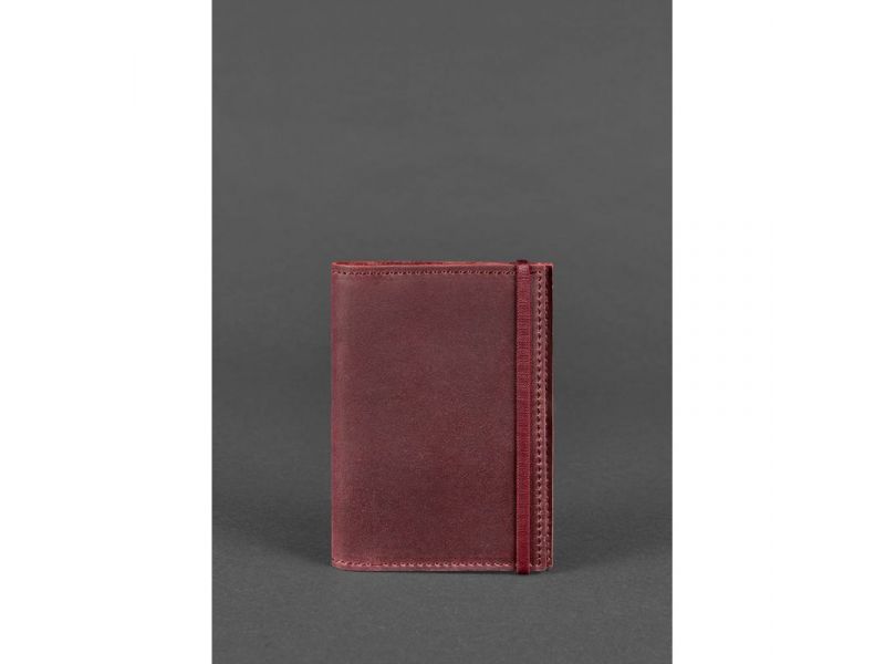 Кожаная обложка для паспорта 1.0 бордовая Crazy Horse, фото 1