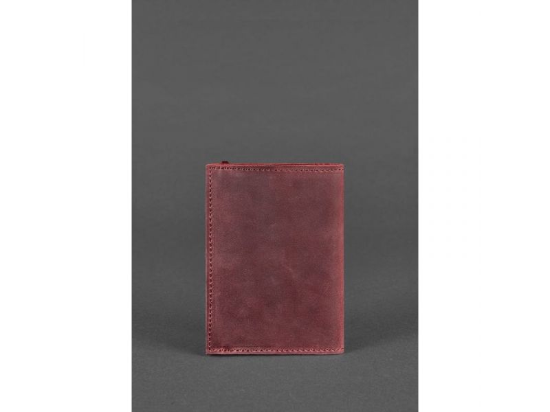 Кожаная обложка для паспорта 1.0 бордовая Crazy Horse, фото 4