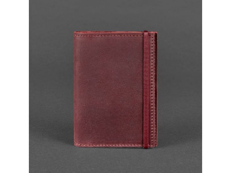 Кожаная обложка для паспорта 1.0 бордовая Crazy Horse, фото 5