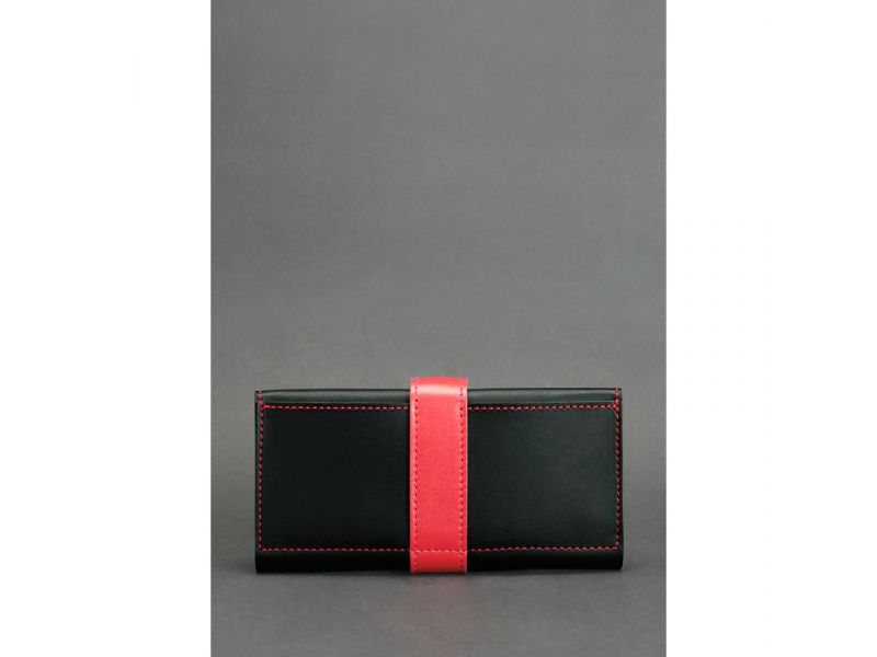 Кожаное женское портмоне 3.0 черное с красным, фото 4