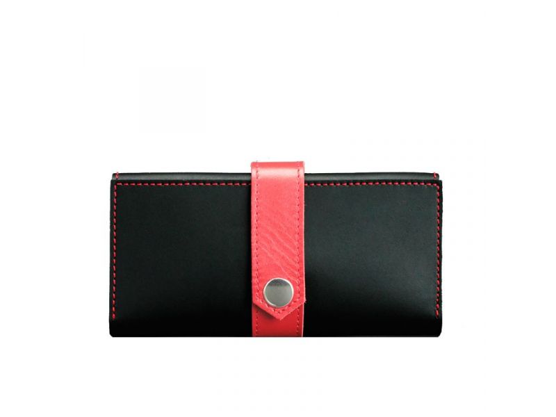 Кожаное женское портмоне 3.0 черное с красным, фото 9