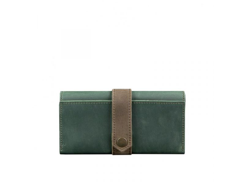 Кожаное женское портмоне 3.0 зеленое с коричневым, фото 6