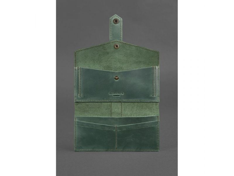 Кожаное женское портмоне 3.0 зеленое с коричневым, фото 3