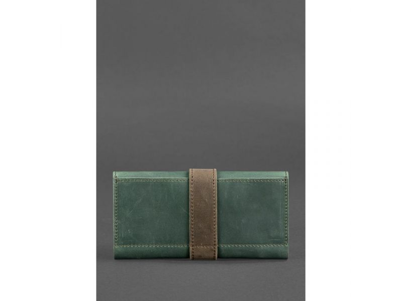 Кожаное женское портмоне 3.0 зеленое с коричневым, фото 4