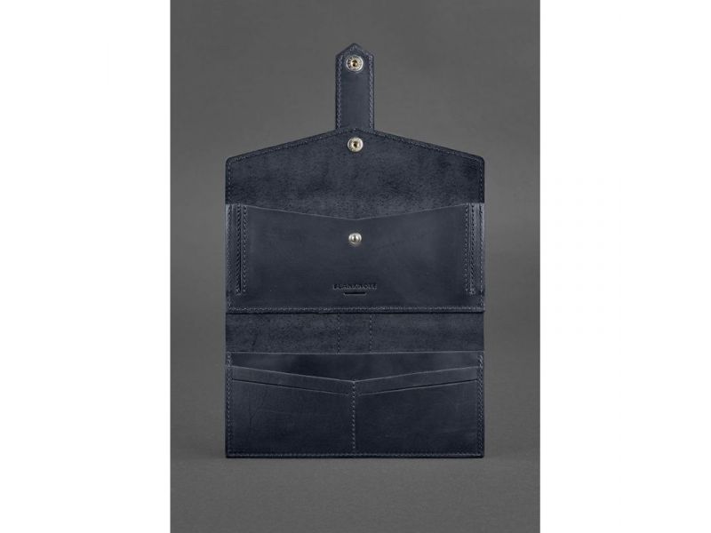 Кожаное портмоне 3.0 синее Crazy Horse, фото 3