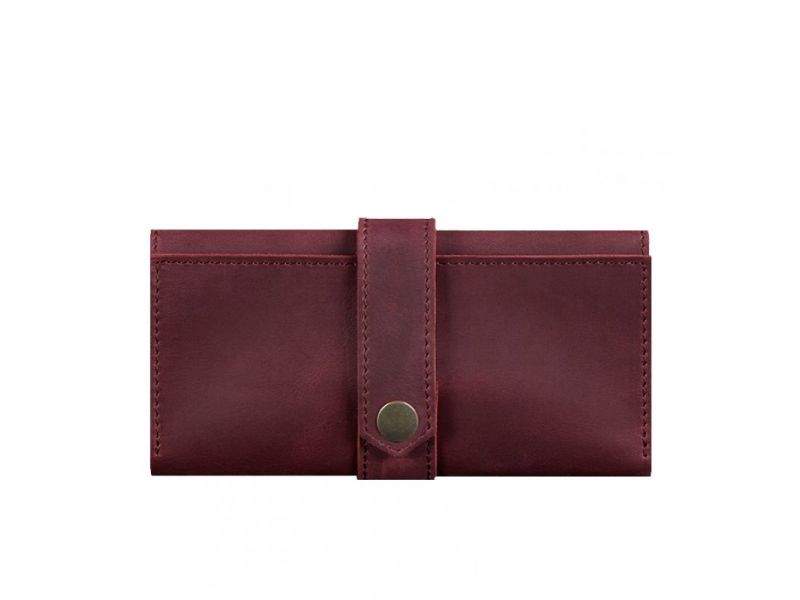 Кожаное женское портмоне 3.0 бордовое Crazy Horse, фото 6