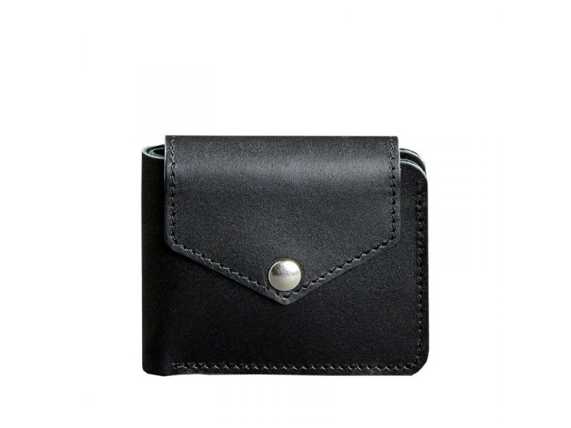 Кожаное портмоне 4.2 на кнопке черное, фото 6