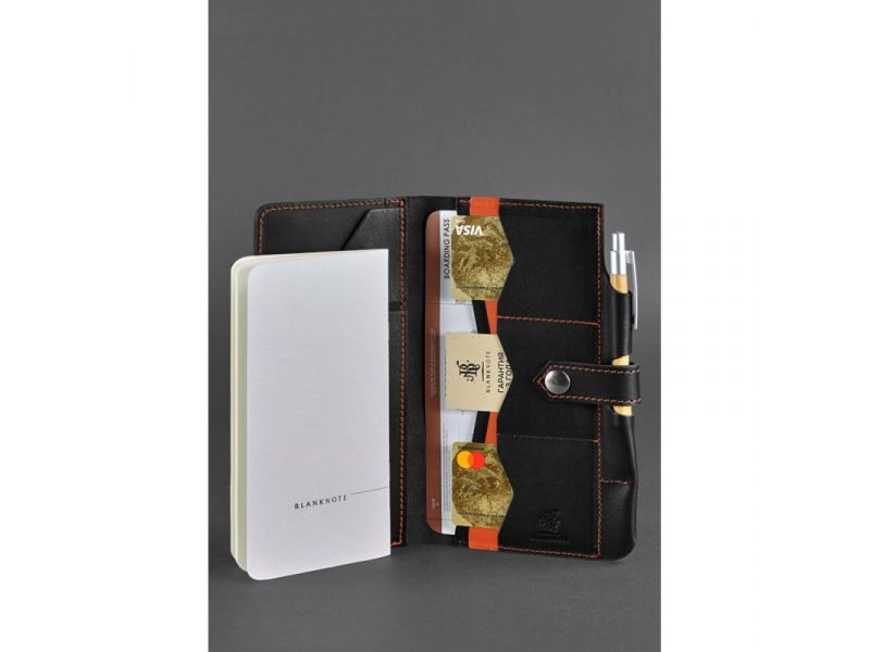 Кожаный тревел-кейс 4.0 черный с оранжевым, фото 2