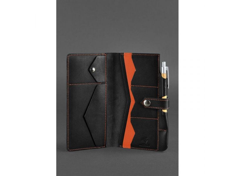 Кожаный тревел-кейс 4.0 черный с оранжевым, фото 3