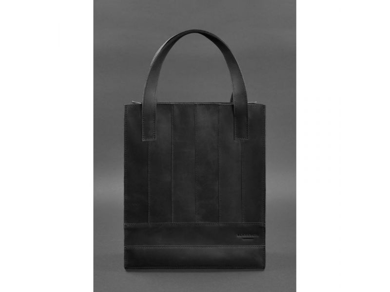 Кожаная женская сумка шоппер Бэтси черная, фото 2