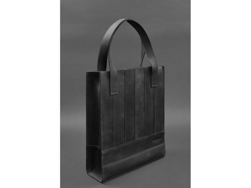 Кожаная женская сумка шоппер Бэтси черная, фото 3