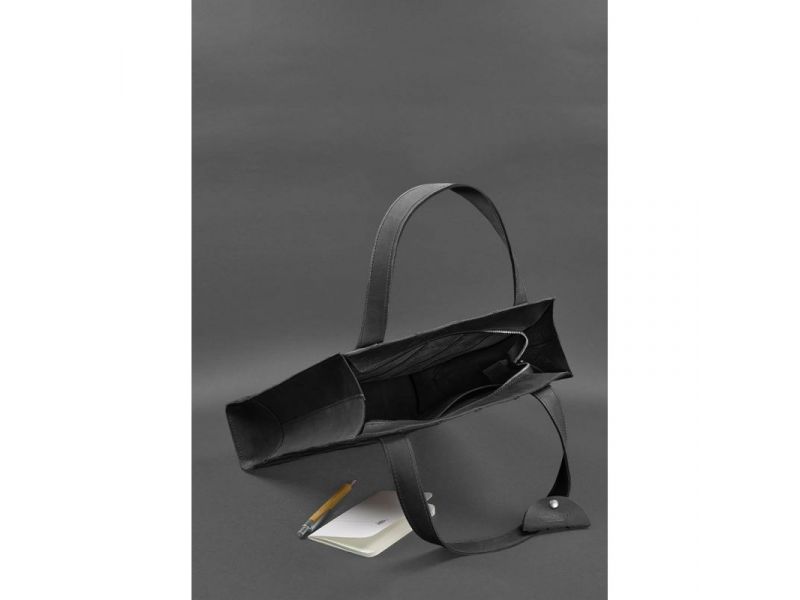 Кожаная женская сумка шоппер Бэтси черная, фото 5