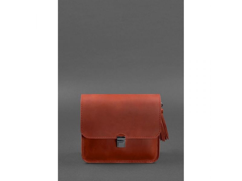 Кожаная женская бохо-сумка Лилу Коралловая, фото 6