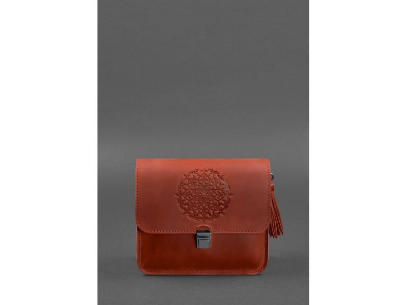 Кожаная женская бохо-сумка Лилу Коралловая, фото 2
