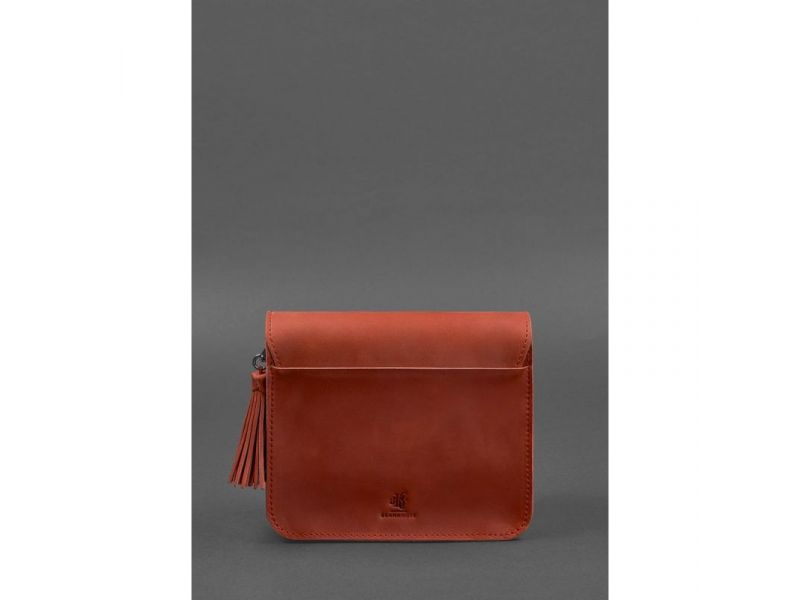 Кожаная женская бохо-сумка Лилу Коралловая, фото 5