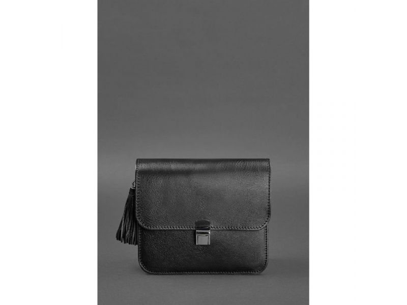 Кожаная женская бохо-сумка Лилу черная, фото 6