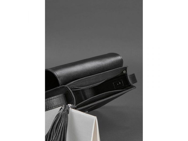 Кожаная женская бохо-сумка Лилу черная, фото 5