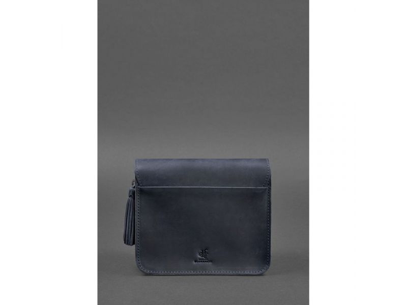 Кожаная женская бохо-сумка Лилу синяя Crazy Horse, фото 5