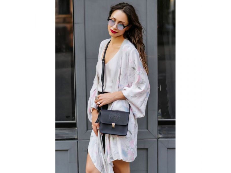 Кожаная женская бохо-сумка Лилу синяя Crazy Horse, фото 10