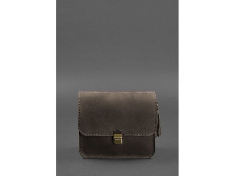 Кожаная женская бохо-сумка Лилу темно-коричневый Crazy Horse, фото 6