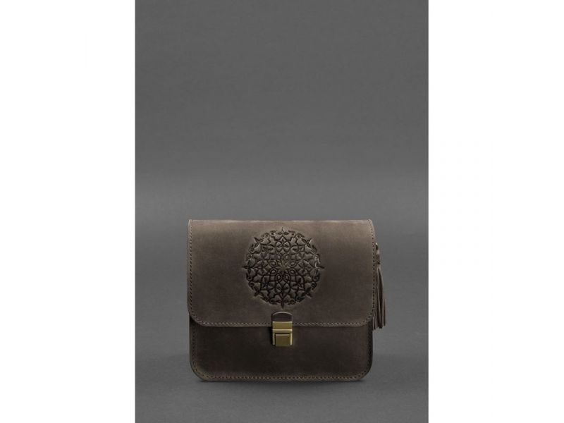 Кожаная женская бохо-сумка Лилу темно-коричневый Crazy Horse, фото 2