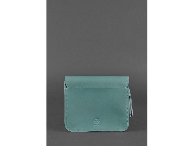 Кожаная женская бохо-сумка Лилу бирюзовая, фото 4