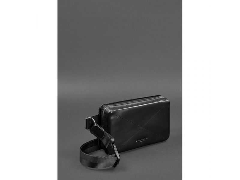 Кожаная поясная сумка Dropbag Minі черная, фото 3
