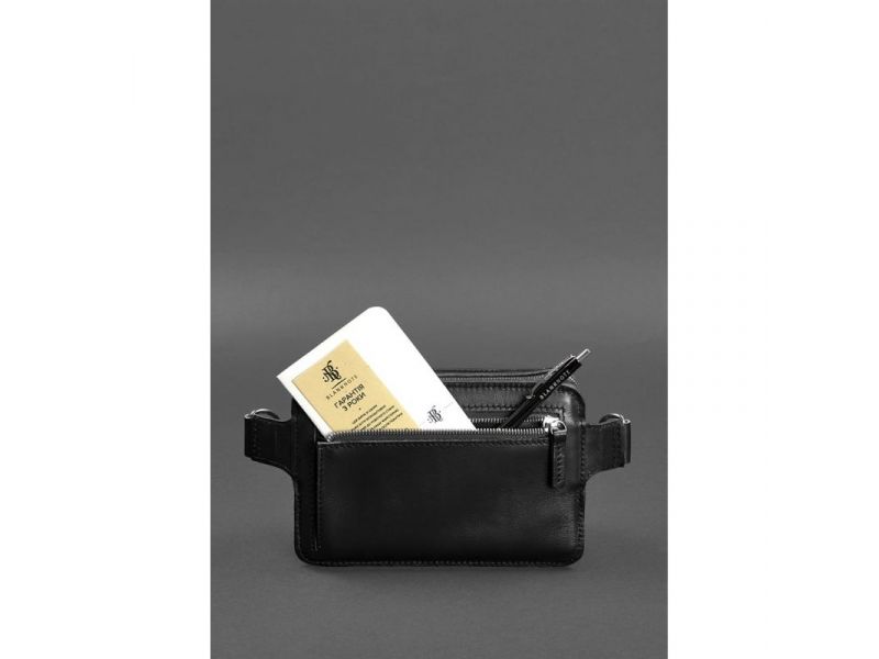 Кожаная поясная сумка Dropbag Minі черная, фото 5