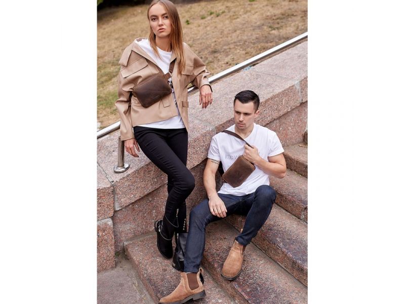 Кожаная поясная сумка Dropbag Mini темно-коричневый Crazy Horse, фото 7