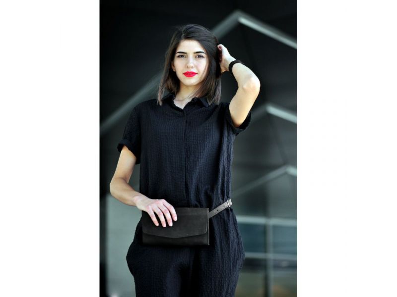 Кожаная женская сумка Элис черная, фото 10