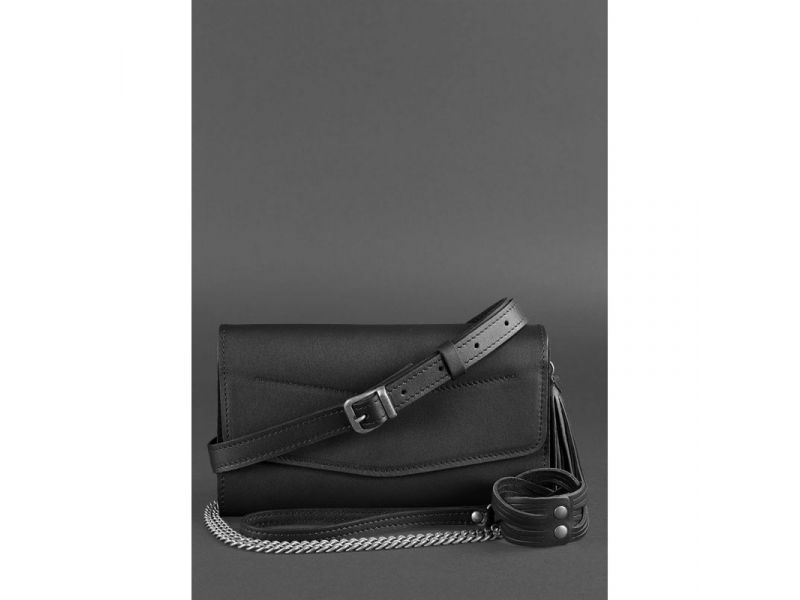 Кожаная женская сумка Элис черная, фото 5