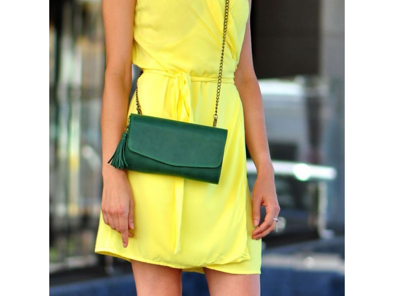 Кожаная женская сумка Элис зеленая crazy horse, фото 8