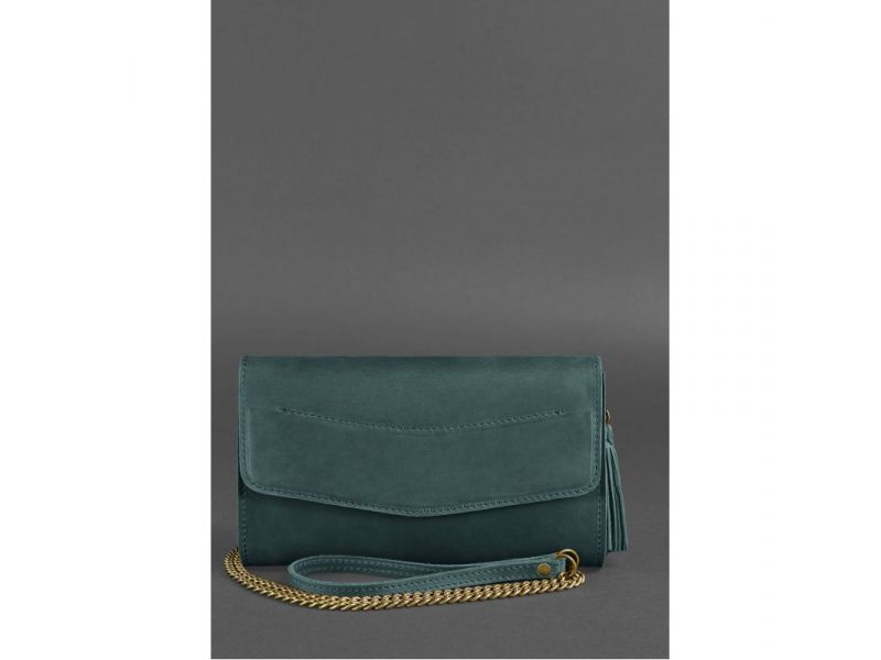 Кожаная женская сумка Элис зеленая crazy horse, фото 3