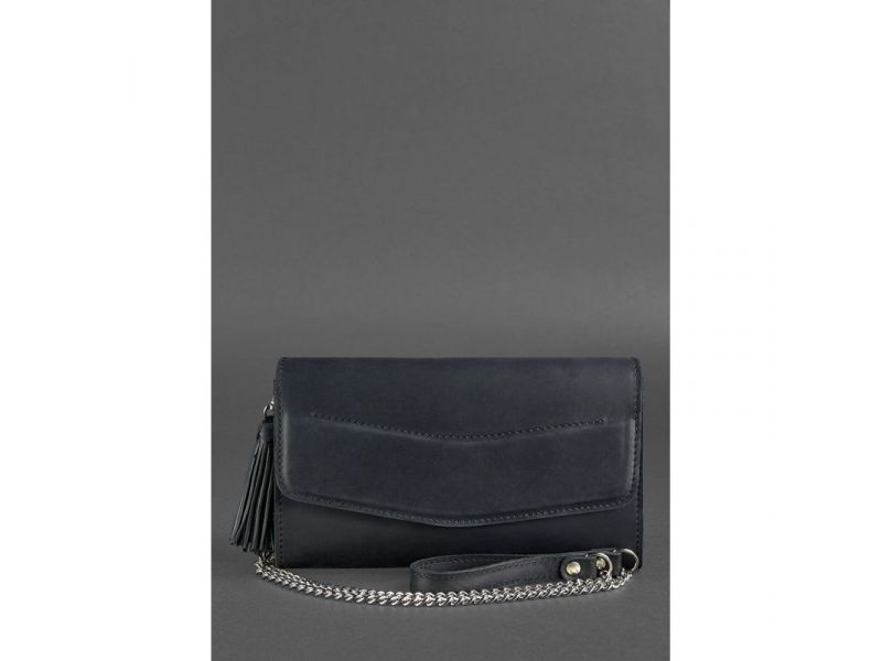 Кожаная женская сумка Элис синяя crazy horse, фото 3