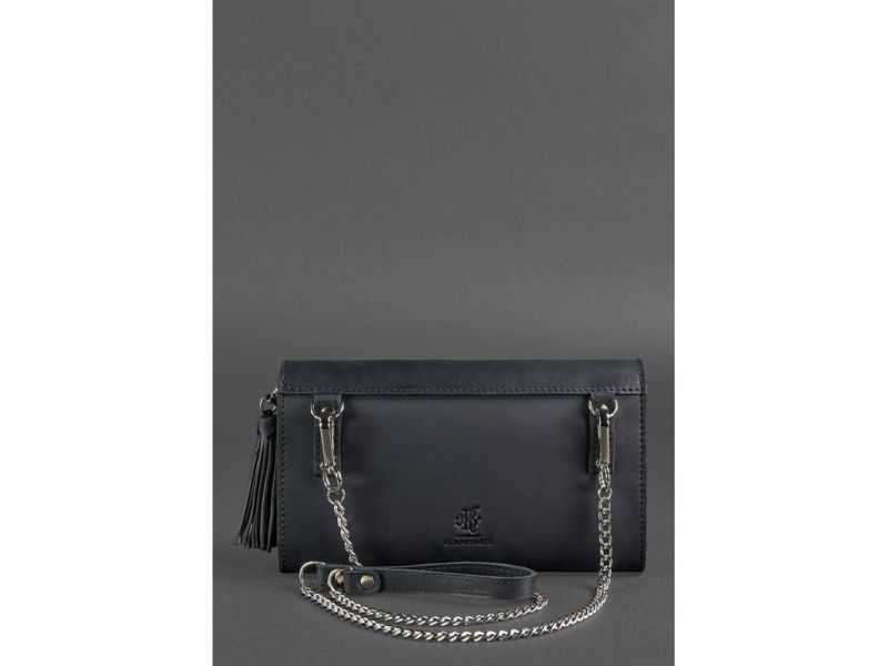 Кожаная женская сумка Элис синяя crazy horse, фото 4